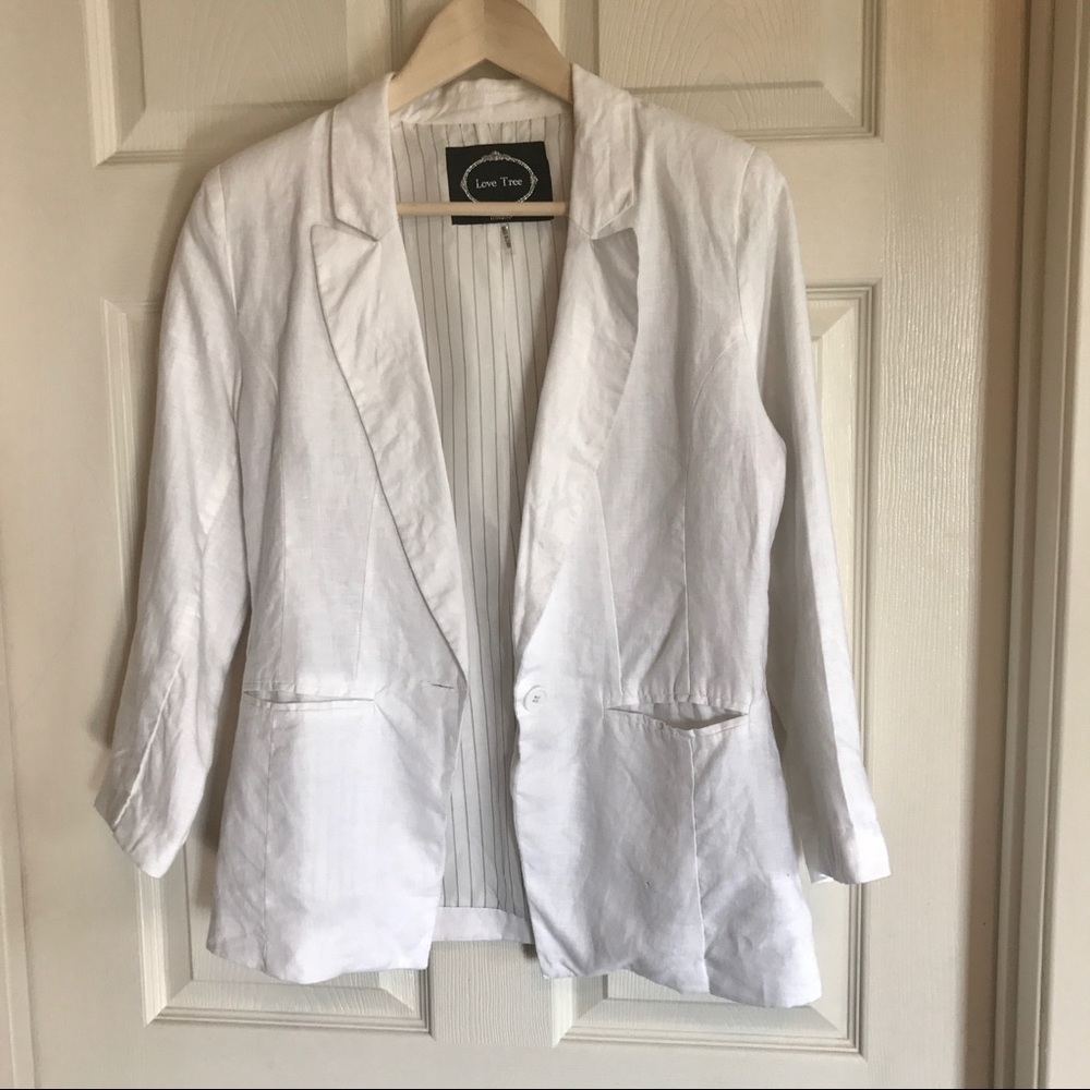 Love Tree linen blazer white size medium - Picture 2 of 6